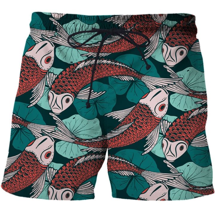 2023-new-lucky-koi-fish-3d-printed-children-shorts-funny-harajuku-fashion-men-beach-pants-holiday-seaside-swim-surffing-shorts