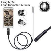 (Puluz) 2 in 1 Micro USB &amp; USB Endoscope Waterproof Snake Tube Inspection Camera with 6 LED for OTG Android Phone, Length: 2m, Lens Diameter: 5.5mm