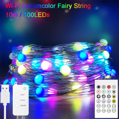 Tuya Smart LED Light Fairy String Lights 10m 100LEDs RGB Dreamcolor Music Sync USB Strip Light for Smart Life APP Remote Control