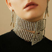 แฟชั่นเข็มขัดหัวเข็มขัดสั้น Choker สร้อยคอหนาคริสตัลงบ Rhinestone Chunky สร้อยคอสำหรับเครื่องประดับสตรี Gift