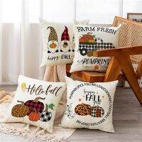 45x45cm New Design Thanksgiving Autumn Theme Farmhouse Pillowcase Linen Cushion Case for Home Decor