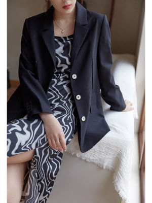 DUSHU Slightly Fat Lady Suit Collar Full Regular Sleeve Casual Blazers Straight Midweight Length Coats Office Lady Solid Simple