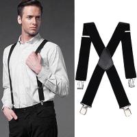 【YF】▨♦  50mm Wide Men X-back Suspender  Elastic Adjustable Heavy Duty X Back Trousers Braces Pants Suspenders