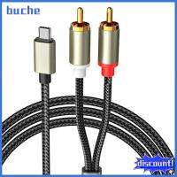 BUCHE โทรศัพท์มือถือ ลำโพง เครื่องขยายเสียง ตัวแปลง พิมพ์ C ถึง2 RCA สาย AUX สายสัญญาณเสียง