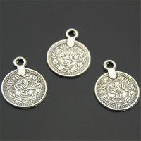 【cc】✷☒✑  30PCS  Color Coin Shaped Round Charms Carved Figure Pendants Necklace Jewelry Making A2248
