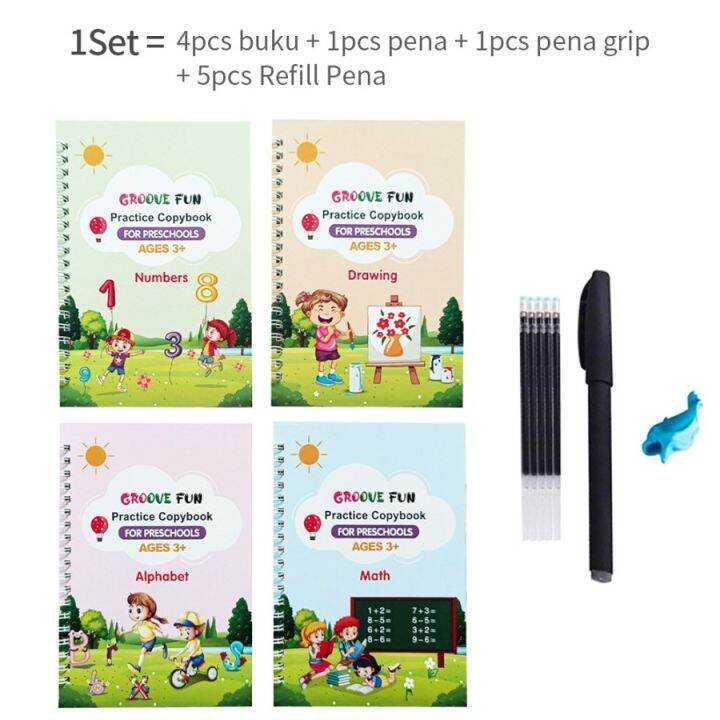 Buku Belajar Menulis Huruf Dan Angka Anak Paud 3d 1 SET ISI 4 BUKU ...