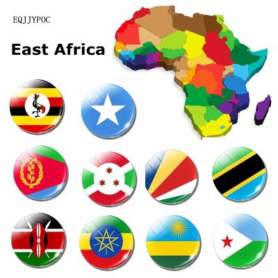 Countries Flag Ethiopia Eritrea Somalia Djibouti Kenya Tanzania Uganda Rwanda Burundi Seychelles 30mm Glass Fridge Magnets Decor
