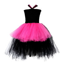 Popular Rock star Girl Tutu Dress Hot Pink Baby Kids Birthday Party Performance Cosplay Tutu Dresses Halloween Costume For Kids