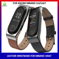 BassPal สายหนังสำหรับ Xiaomi Miband 3 4 5 6 7สายนาฬิกา Mi Band 3 4สร้อยข้อมือ Miband 5 Miband 6 Miband 7อุปกรณ์สายรัด