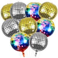 9Pcs Disco Ball Balloons 22 Inch Large Aluminum Foil Balloons Round Reusable 4D Metallic Mirror Balloons for Disco Party Balloons