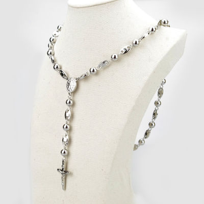 Heavy Catholic Jesus Cross Pendant Goddess Trendy Long Rosary Necklace For Mens&amp;Women beads fashion Jewelry HZB021
