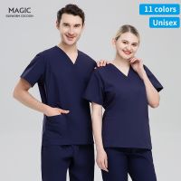 Medical Uniform nursing Scrub Top Pant Short Sleeve Beauty Uniform V-neck Scrubs Tops Spa Uniform Health Worker Working Scrub Tops