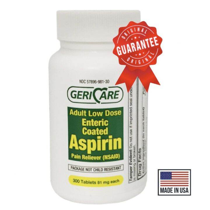 Geri Care Aspirin 81mg 300 Enteric Coated Tablets, Prain Reliever