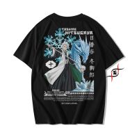 เสื้อยืดแขนสั้นคอกลมเสื้อยืด ผ้าฝ้าย พิมพ์ลายอนิเมะ Genryu Toshiro Hitsugaya Shinigami Bankai Bleach Combed 24s สําหรับผ S-5XL