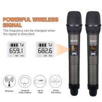 ไมโครโฟนไร้สาย wireless microphone ความถี่ที่ปรับได้ของ UHF (ความถี่ใหม่ 694.7-756.1 MHz) ใช้แบตเตอรี่ AA แบตเตอรี่ลิเธียม ไมค์ลอยคู่ ไมค์ร้องเพลง ไมค์คาราโอเกะ ไมค์ไร้สาย พกพาง่าย(แถมถ่าย2อัน) M-77