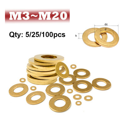 525100ชิ้นทองเหลืองปะเก็นเครื่องซักผ้าแบนปะเก็นทองเหลือง M2.5 M3 M4 M5 M16 M2 M10 M12 M14 M8ปะเก็นแผ่นแหวนโลหะ