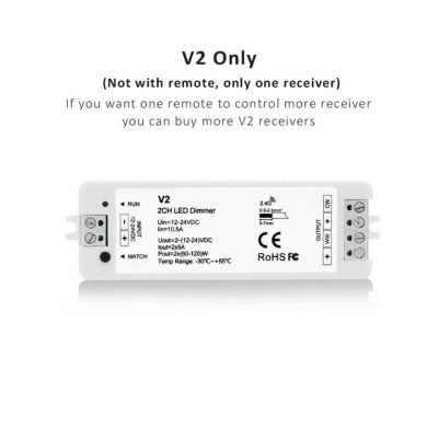 【Worth-Buy】 รีโมทควบคุม Led Ww 12V 24V 2ch 10a Rf 2.4G Sakelar Peredup Wifi ระยะไกลไร้สายสำหรับไฟแถบไฟ Led Ct สีขาวคู่