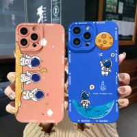 สำหรับ VIVO Y15A Y15S T1 5G Y21S Y21A Y21S Y33S Y12S Y11S Y12A Y01 Y1S Y01C Y20s G Y20A Moon Space Rocket ที่น่ารักนักบินอวกาศคุณภาพสูงสแควร์ Edge Full Len โทรศัพท์ป้องกันกรณี