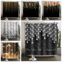 Gold Glitters Black Shower Curtain Abstract Art Modern Minimalism Bathroom Curtains Waterproof Polyester Fabric Bathtub Screen