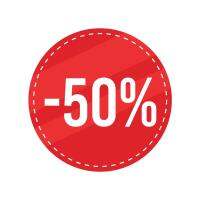 สติ้กเกอร์กันน้้ำ ติดสินค้า,สิ่งของ,กระจก (ป้ายลด 50% SALE 50% 60 ดวง 1 แผ่น A4 [รหัส B-020]