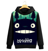 TOTORO การ์ตูนเสื้อคลุมด้วยผ้าสำหรับผู้ชายผู้หญิงอะนิเมะอุปกรณ์ต่อพ่วงโพลีเอสเตอร์แขนยาวสีดำคลุมด้วยผ้าเสื้อสวมหัวเสื้อผ้าแจ็คเก็ต WY39 H Oodies