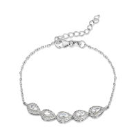 Silver thai 925 Sterling Silver Cubic Zirconia Teardrop Chain Bracelet , สร้อยแขนcz เงินแท้925ใส่ออกงานเล่นไฟสวย , Silver cubic zirconia Bracelet