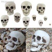 1Pcs Plastic Skull Head Figurine Statue Artificial Scary Bone Skeleton Decorative Sculpture for Bar Party Home Halloween Decor