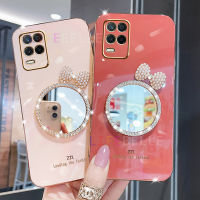 LIFEBELLE เคสสำหรับ Realme 8 5G Realme 8 Pro 4G,เคสโทรศัพท์แฟชั่นประดับโบว์แวววาวขอบสี่เหลี่ยมบางเคสโทรศัพท์ TPU ซิลิโคนกันกระแทกฝาครอบป้องกันสำหรับผู้หญิงเด็กผู้หญิง