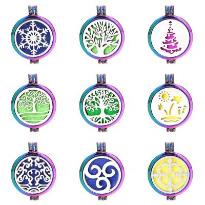 New Aromatherapy Jewelry Essential Oil Diffuser Colorful Tree of Life Perfume Pendant Aroma Necklace Open Locket Pendant Gift