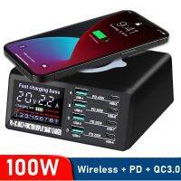 2023สินค้าใหม่100W Sem Fio Usb Carregador DGA 18W Pd Qc3.0 Estação Carregador Rápinteligente Display Display Display Led 8พอร์ต Usb Para
