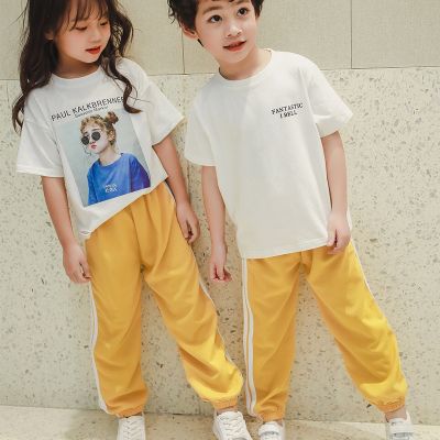 yiyepianzhou 2-13years Toddler Kids Pants Summer Harem Pants Girls Soft Trousers Drawstring Side Stripe Baby Boys Pants