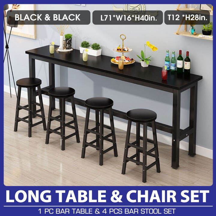 EMBRACE PH Long Table and Chairs Set 1 pc Bar Table and 4 pcs Bar Stool