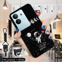 เคสโทรศัพท์สำหรับ Vivo V29 5G Y78 5G Y78 + 5G เชือกเส้นเล็กแหวนใส่นิ้วดาวเคราะห์5G แนวกอล์ฟนักบินอวกาศขวดลายจักรวาลเคสป้องกันซิลิโคนกันกระแทกปลอกโทรศัพท์