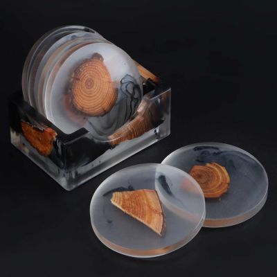 【CW】 6 Pcs Resin Coasters Resistant Placemats Drink Cup Decoration Sets Non-slip Table