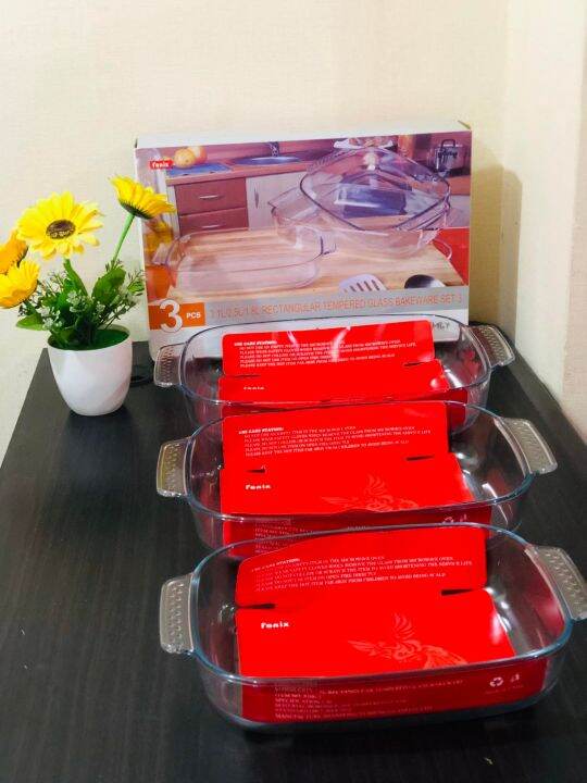 3 piece glass baking tray set Lazada PH