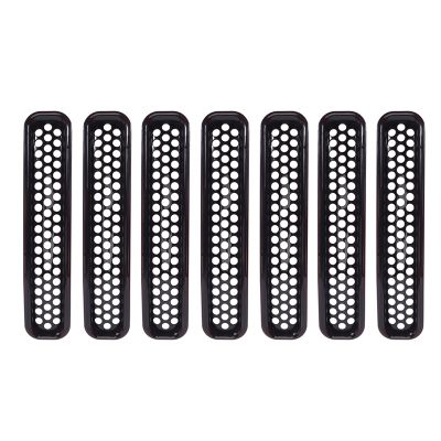 Honeycomb Mesh Front Grill Inserts Kit for 1997-2006 Jeep Wrangler TJ &amp; Unlimited - (7PCS)