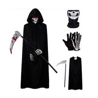 Halloween Party Cosplay Children Adult Death Black Cloak Cloak Halloween Skull Skeleton Ball Costume Prop Set