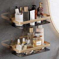 【HOT】❏  Shelves Shampoo Holder Wall Mounted Shower Rack Aluminum Organizer Accessories