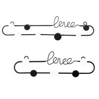 THLT1B 2 Pcs Black Creative Letters Hooks Hangers Metal Wall Art Home Organization Hanging Clothes Hat Hanger Hook Coat Rack