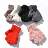 Fleece Fingerless Gloves Unisex Mitten Keep Warm Winter Solid Colorhalf Finger Knitted Gloves 1 Pairs Hand Warmer Adult Gloves