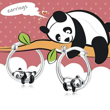 Stylish 3D Panda Stud Earrings: Ear Stud and Ear Clip Options