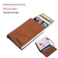 Slim Mini Man Women Magnet Leather Wallet Rfid Credit Bank Card Holder Aluminum Alloy Case With Money Clips