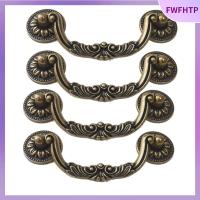 FWFHTP 4 Pcs ทองแดงโบราณ ลิ้นชักดึง 5นิ้วค่ะ สังกะสีอัลลอยด์ ที่จับตู้เก็บของ BAIL Handle DROP pulls แหวนหยด สำหรับห้องครัวห้องน้ำตู้เสื้อผ้าโต๊ะเครื่องแป้ง