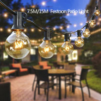 ไฟสตริง25FT G40ไฟสตริงกลางแจ้ง Edison หลอดไฟ Clear Globe String Lights Indoor Outdoor Commercial Decoration