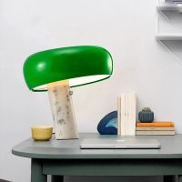 Mushroon Table Lamp Marble Kid Study LED Desk Light Household Black Night Bedside Living Bedroom Decorative Book Reading Light