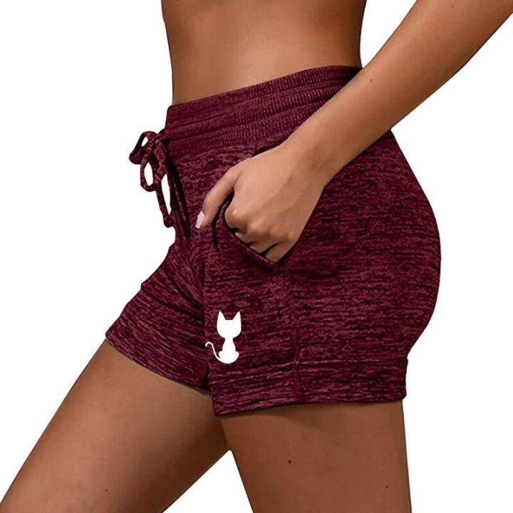 summer-womens-shorts-back-view-cat-printed-elastic-casual-sports-quick-drying-fitness-breathable-female-sweatpants-plus-size