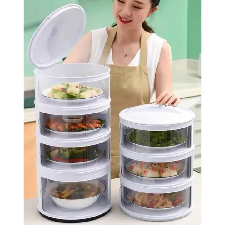 OIK 5 Layer Food Keeper Warmer Keeper Food cover Transparent Stackable Dish Cover Insulation