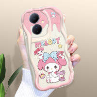 พร้อมเคสใส่โทรศัพท์สำหรับ VIVO Y78 5G Y78 + 5G น่ารักลาย Cinnamoroll เนื้อครีมขอบลอนเคสซิลิโคนแบบนิ่มเคสโทรศัพท์