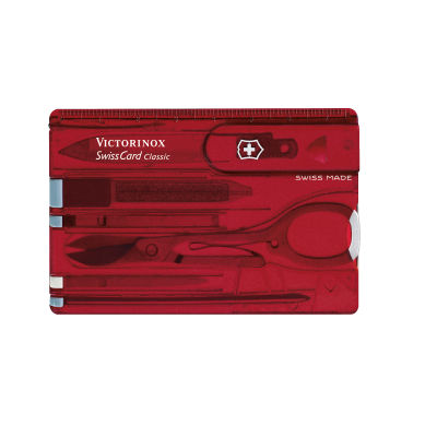 Victorinox มีดพับ/การ์ด Swiss Army Knives - Swiss Card Classic, Red Translucent (0.7100.T)