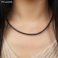 2mm Black Rubber Cord Necklace Bracelet with Stainless Steel Closure Simple Choker Women Men Jewelry Accessories